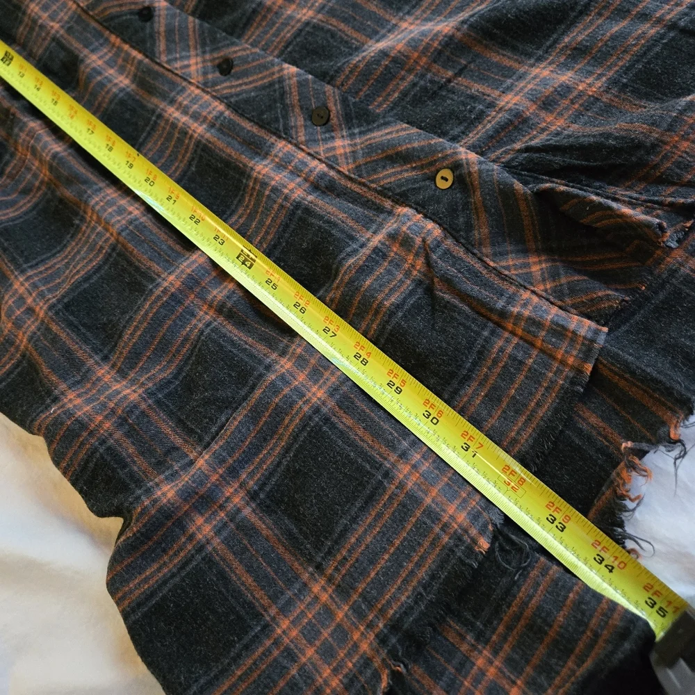 ZARA PREMIUM sz M Women's orange & black flannel tunic grunge y2k shirt dress - Picture 7 of 8